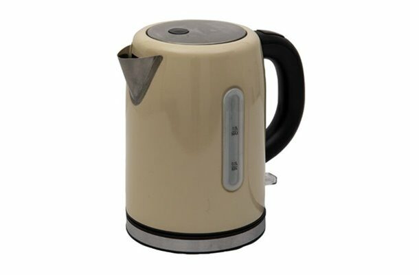 Quest 1.2 Litre Electric Kettle Stainless Steel/Cream